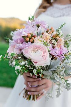 Soft Rustic Bridal Bouquet - Front View - Photo Courtesy of Little Rae Photography