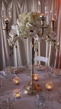 Silver Candelabra with All White Floral