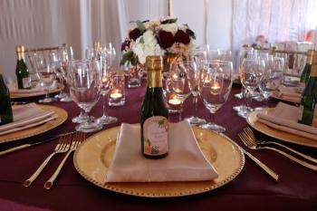 Marsala Wedding with Personalized Champagne Bottles